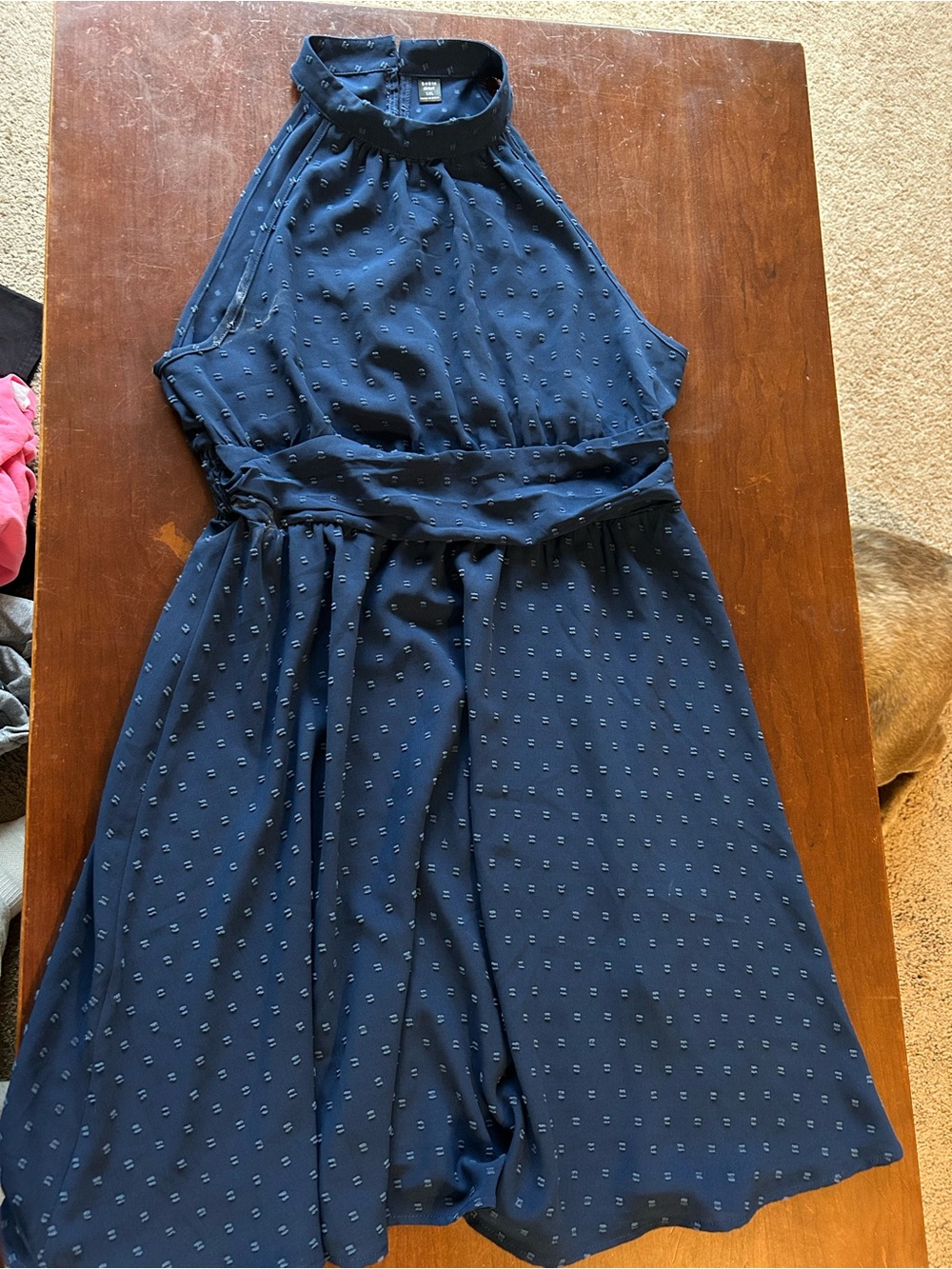SHEIN Navy Textured Halter Dress